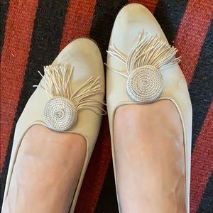 Salvatore Ferragamo vintage cream nubuck flats
